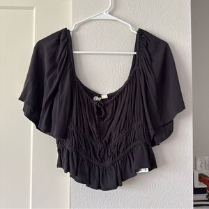 Roxy Dark Gray Ruffled Blouse